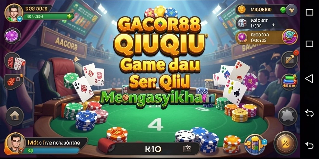 Screenshot gameplay GACOR88 yang menampilkan suasana seru permainan QiuQiu.
