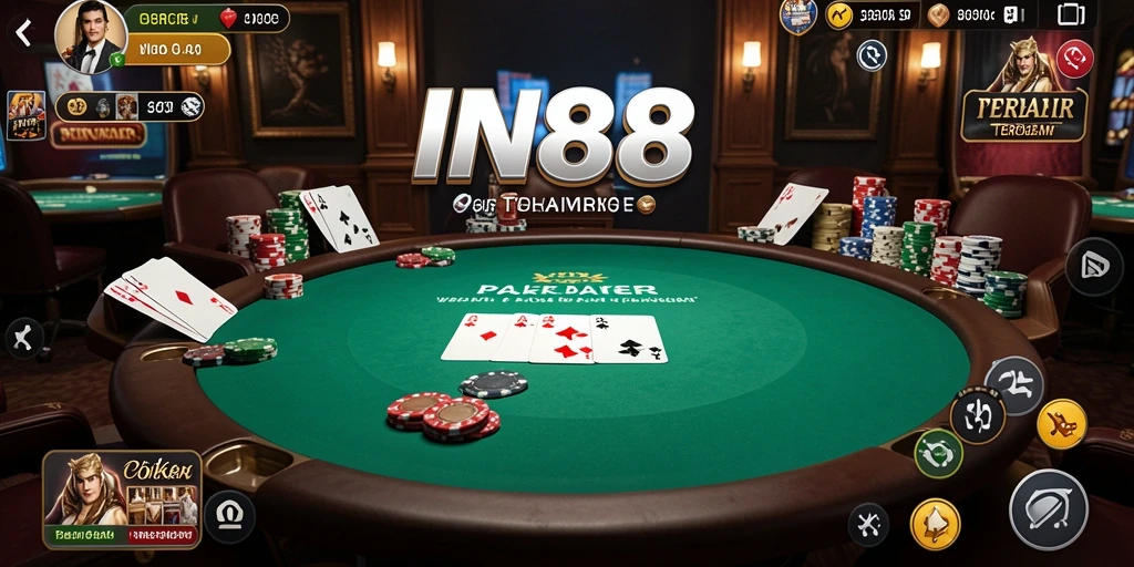 Tampilan gameplay seru dari IN88, menggambarkan keseruan permainan Poker.