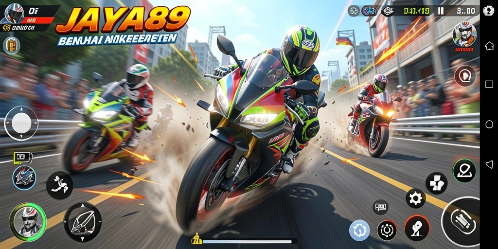 Gameplay seru dan menegangkan dalam balapan motor JAYA89.