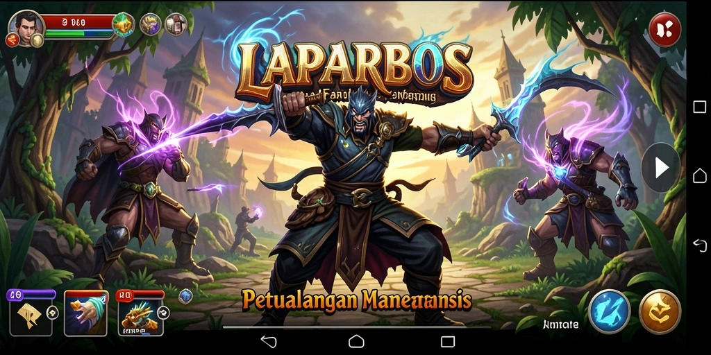 Screenshot gameplay LAPARBOS yang menampilkan pertarungan seru.
