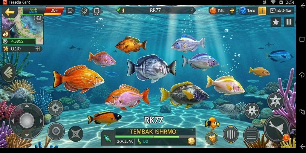 Tampilan gameplay menembak ikan yang menarik dan seru.
